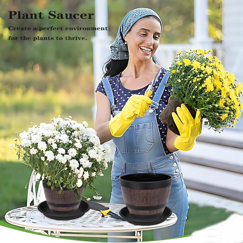 Grjoprt 6 Pack Plant Saucers for Indoors, 4 5 6 7 8 9 10 11 12 13 15 17 19 inch Plant Water Catcher Tray, Heavy Sturdy Plant Drainage Tray for Indoors, Flower Saucers for Nursery Pots (5", Black) - Image 5